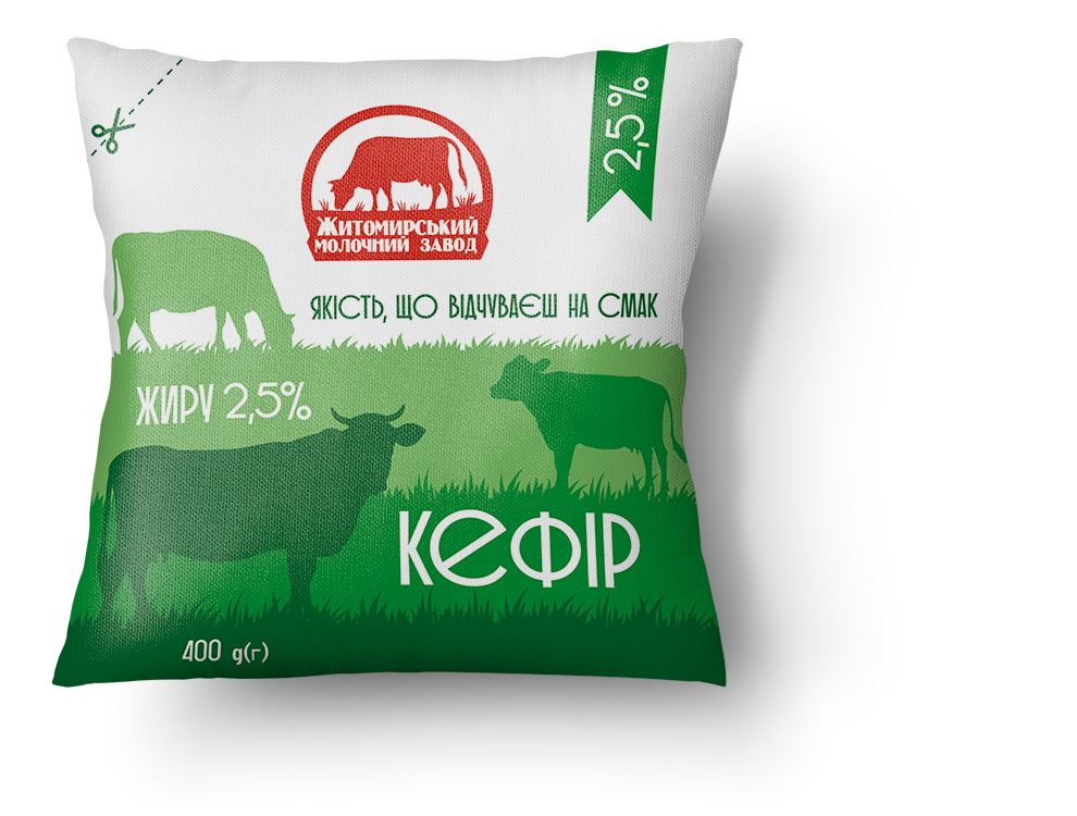 Кефір ЖМЗ 2,5%, 400г, плівка поліетиленова